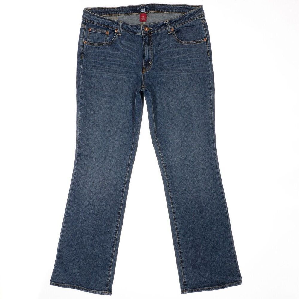 US Polo Assn Bootcut Jeans Size 16 Womens Blue Denim Stretch Measures 35 x 31